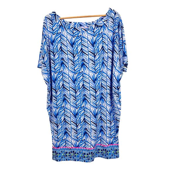 LILLY PULITZER Womens L Tropical Lowe Lapis Blue Costa Verde Dolman Sleeve Dress - Picture 1 of 11